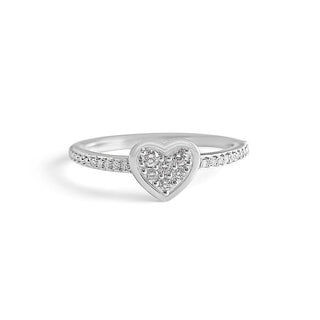 1/6 Carat Heart Shaped 17 Stone Cluster Lab Grown Diamond Ring in Sterling Silver