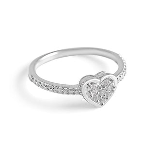 1/6 Carat Heart Shaped 17 Stone Cluster Lab Grown Diamond Ring in Sterling Silver