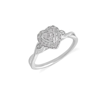 1/5 Carat Heart Shaped 25 Stone Lab Grown Diamond Ring in Sterling Silver