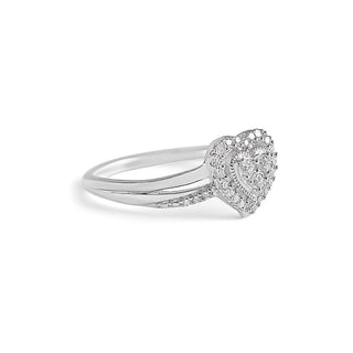 1/5 Carat Heart Shaped 29 Stone Cluster Lab Grown Diamond Ring in Sterling Silver