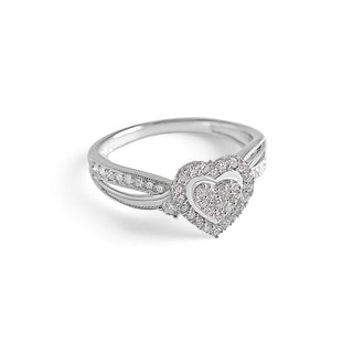 3/8 Carat 50 Stone Heart Cluster Lab Grown Diamond Ring in Sterling Silver