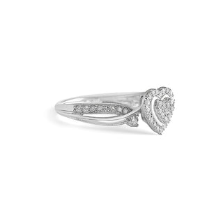 3/8 Carat 50 Stone Heart Cluster Lab Grown Diamond Ring in Sterling Silver