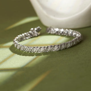 1/2 Carat Diamond Cascade Tennis Bracelet in Sterling Silver-7.25"
