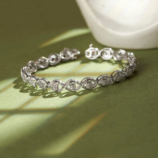 1 Carat Diamond Bouquet Tennis Bracelet in Sterling Silver-7.25"