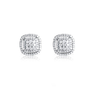 3/4 Carat Spiraled Diamond Stud Earrings in Sterling Silver