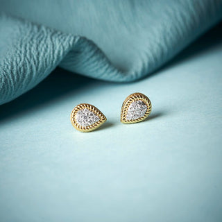 1/3 Carat Pear Shaped Lab Grown Diamond Stud Earrings in 10K Yellow Gold