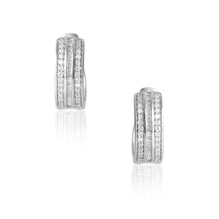 1/2 Carat Multi Diamond Hoop Earrings in Sterling Silver
