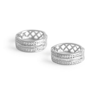 1/2 Carat Multi Diamond Hoop Earrings in Sterling Silver