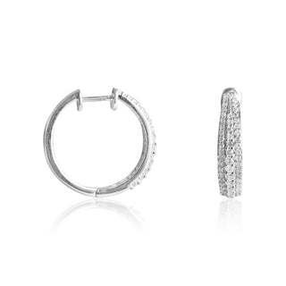 1/2 Carat Interlocking Diamond Hoop Earrings in Sterling Silver