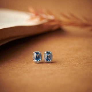 2.3 Carat Swiss Blue Topaz Cushion Cut Stud Earrings in Sterling Silver