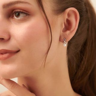 2.7 Carat Pearl in Infinity Diamond Stud Earrings in Sterling Silver