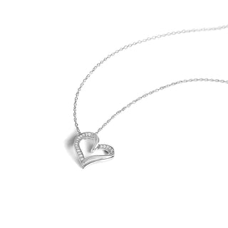 1/10 Carat Heart Shaped Diamond Necklace in Sterling Silver