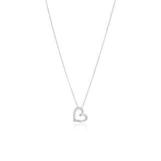 1/10 Carat Heart Shaped Diamond Necklace in Sterling Silver