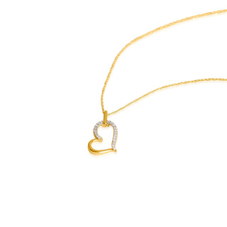 1/10 Carat Heart Shaped Diamond Accent Pendant Necklace in 10K Yellow Gold