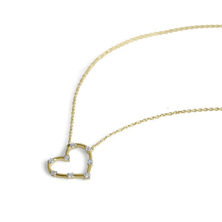 1/6 Carat Slant Heart Accent Lab Grown Diamond Pendant Necklace in 10K Yellow Gold