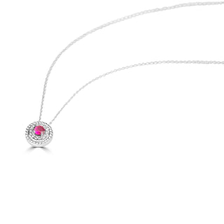 1.1 Carat Double Halo Ruby & White Sapphire Pendant Necklace in Sterling Silver