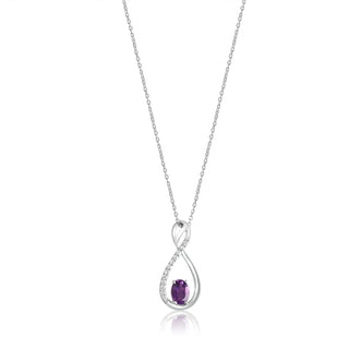 3/4 Carat Infinity Amethyst & Diamond Pendant Necklace in Sterling Silver