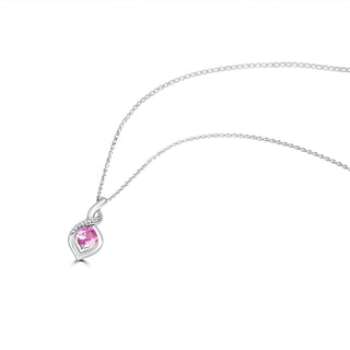 1.3 Carat Cushion Shaped Pink Sapphire & Diamond Pendant Necklace in Sterling Silver
