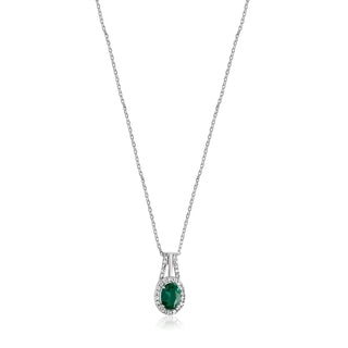 7/8 Carat Emerald and Diamond Pendant Necklace in Sterling Silver