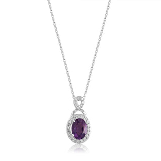 1.1 Carat Classic Amethyst and Diamond Pendant Necklace in Sterling Silver