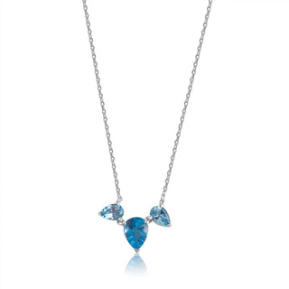 2.3 Carat Swiss Blue Topaz 3-Pear Shaped Pendant Necklace in Sterling Silver