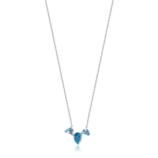 2.3 Carat Swiss Blue Topaz 3-Pear Shaped Pendant Necklace in Sterling Silver
