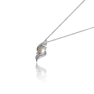 2.1 Carat Pearl and White Sapphire Pendant Necklace in Sterling Silver