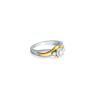 1/6 Carat Multi-Layered Stylish Diamond Ring in Sterling Silver and 10K Yellow Gold