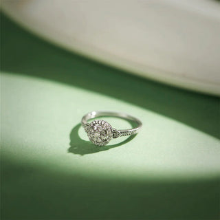 1/5 Carat Circle Diamond Cluster  Ring in Sterling Silver