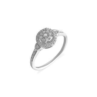 1/5 Carat Circle Diamond Cluster  Ring in Sterling Silver