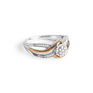 1/5 Carat Swirly Cluster Diamond Ring in Sterling Silver and 10K Yellow Gold