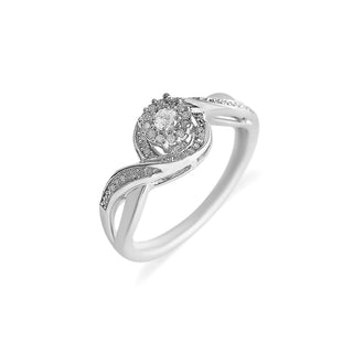 1/5 Carat Round Cluster Diamond Ring in Sterling Silver