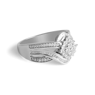 5/8 Carat Twirling Diamond Cluster Ring in Sterling Silver