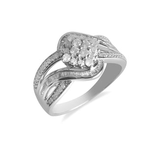 5/8 Carat Twirling Diamond Cluster Ring in Sterling Silver