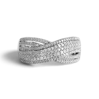1/2 Carat Criss Cross Diamond Band Ring in Sterling Silver