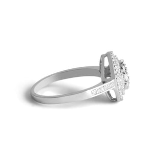 1/3 Carat Oval Shaped Double Halo Cluster Diamond Ring in Sterling Silver