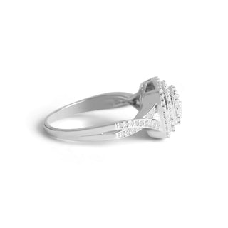 1/2 Carat Cushion Shaped Diamond Cluster Ring in Sterling Silver