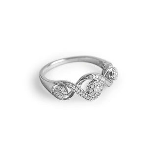 1/4 Carat Interlocking Diamond Ring with Clusters in Sterling Silver