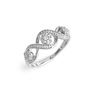 1/4 Carat Interlocking Diamond Ring with Clusters in Sterling Silver