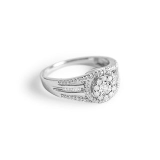 3/8 Carat Dazzling Diamond Cluster Ring in Sterling Silver