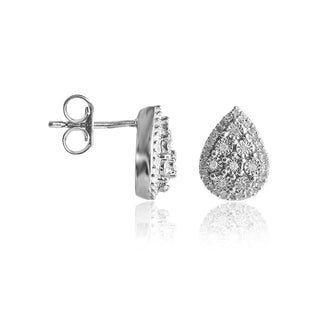 1/5 Carat Tear Drop Shaped Diamond Stud Earrings in Sterling Silver