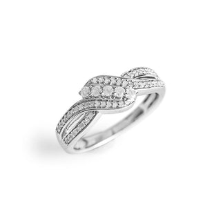 1/3 Carat Twisted Diamond Band Ring in Sterling Silver