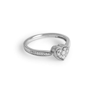 1/6 Carat Heart Shaped Cluster Ring in Sterling Silver