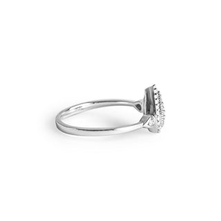 1/5 Carat Tear Drop Diamond Studded Ring in Sterling Silver