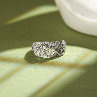 1/2 Carat Crown Shaped Diamond Band Ring in Sterling Silver