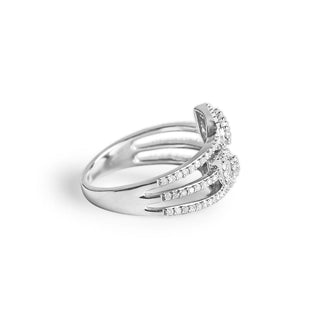 5/8 Carat Diamond Wrap Leaf Ring in Sterling Silver