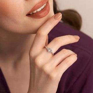 1/6 Carat Heart Shaped Diamond Cluster Ring in Sterling Silver