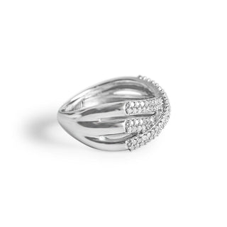1/2 Carat Interlocking Diamond Band Ring in Sterling Silver
