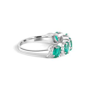 1.4 Carat Emerald Linked Diamond Band Ring in Sterling Silver