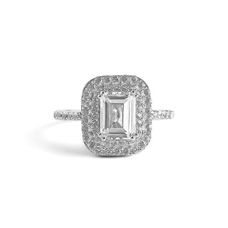 2.7 Carat Emerald Cut White Sapphire Vacation Ring in Sterling Silver